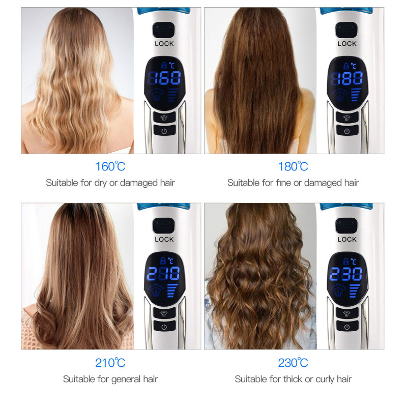 Hair Straightener Steam Straightener Flat Iron Straightening Iron Brush Titanium Ceramic Hair Comb Curler