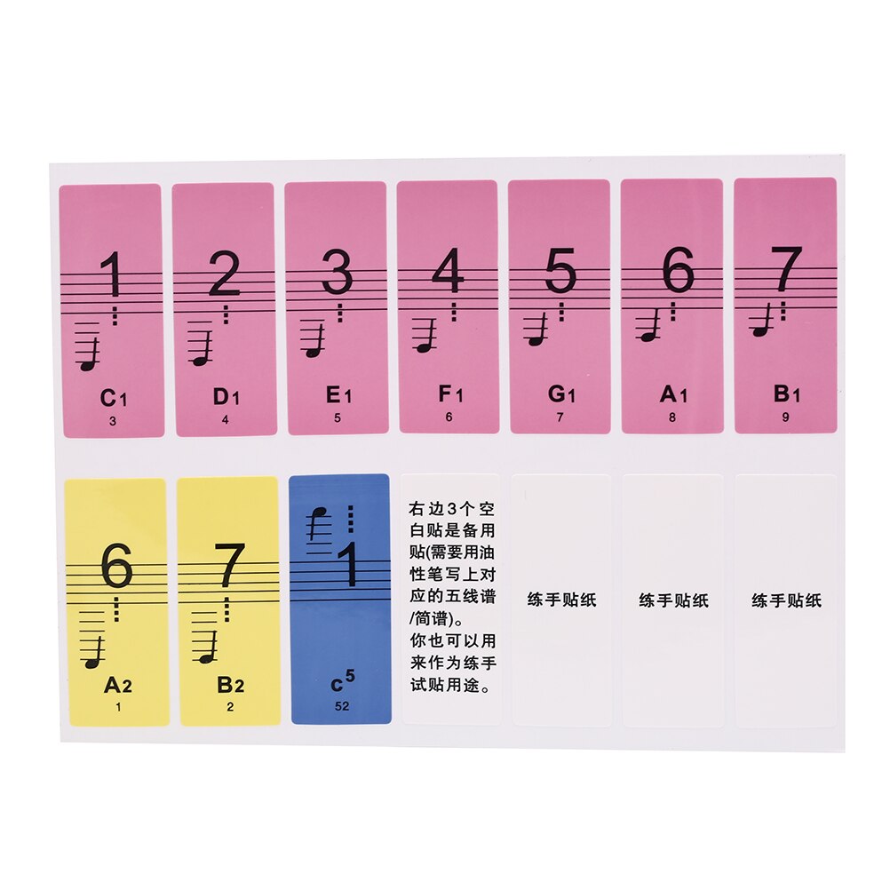 1 set musikdekal etikett not piano keyboard ljud namn klistermärken piano keyboard 88 tangenter piano klaviatur klistermärken