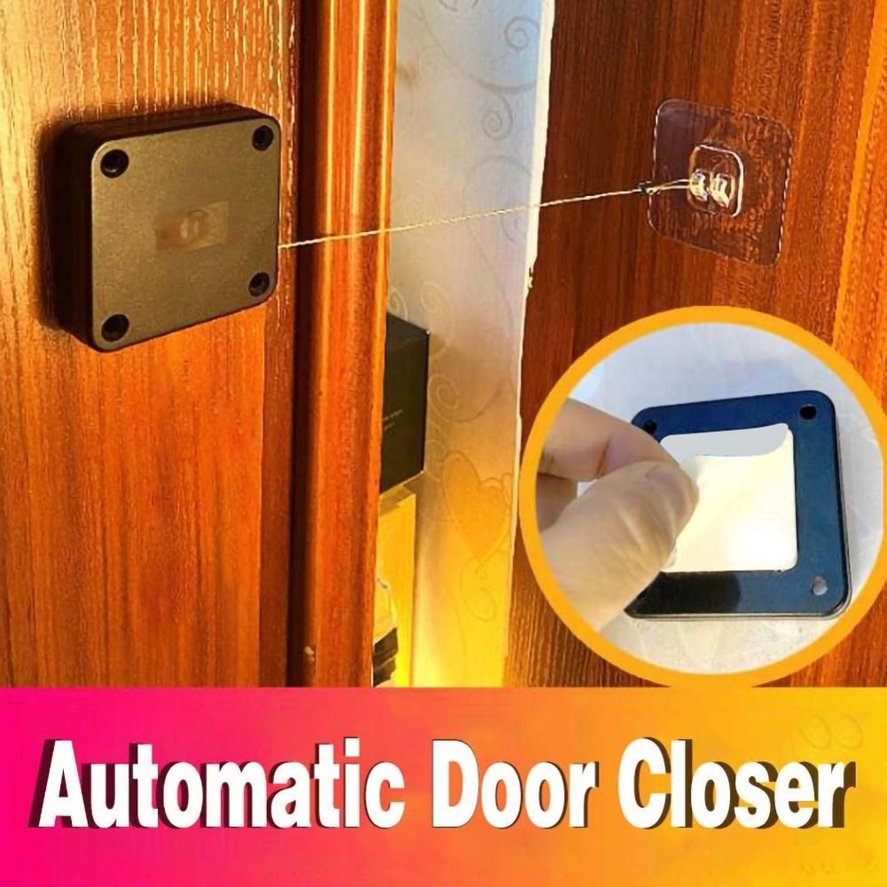 Black Punch-free Automatic Sensor Door Closer Self Pull Line Automatically Close for All Doors Home Improvement Door Closer