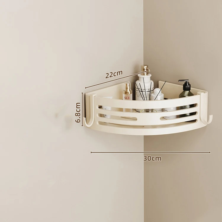 Bathroom Rack Without Punching Wall-Mounted Corner Rack Space Aluminum Bathroom Organizer Storage Rack Bathroom Kitchen Bathroom: WHITE