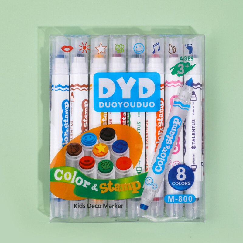 Børns akvarel pen sæt studerbar vaskbar dobbelthovedet maleri pen kunst maleri graffiti 8- farve farve pen: Default Title