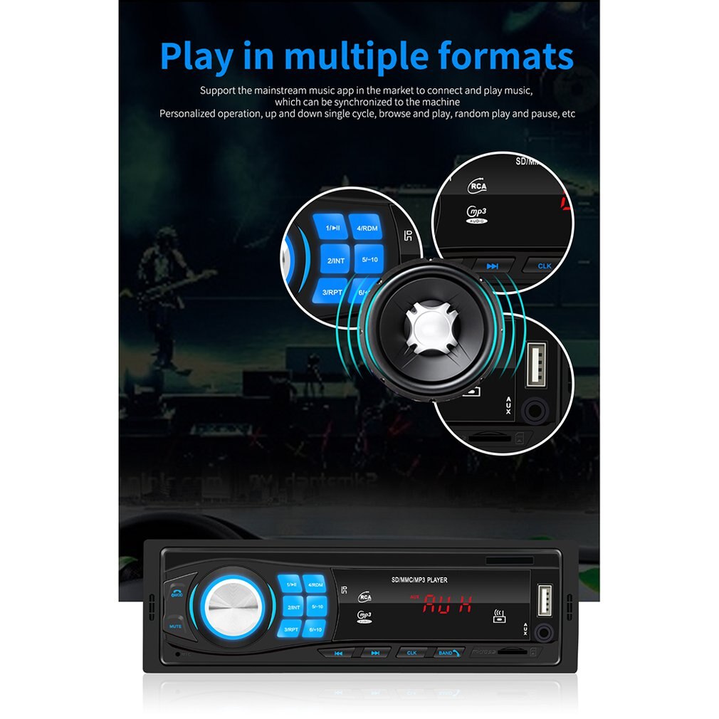 Car Radio 12V Car Stereo Radio U Disk FM Aux-IN Input Receiver SD USB In-dash car MP3 Multimedia Player