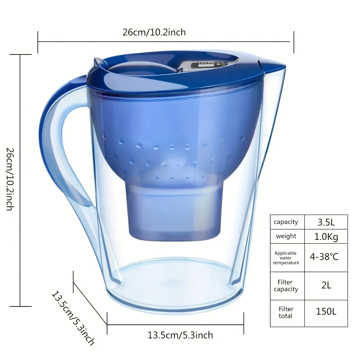 3,5 l Haushalts Filter kessel mit 3 Filter geräzehn alkalischer Aktivkohle-Wasser reiniger und Timer reinigen ungiftige Filter wasser