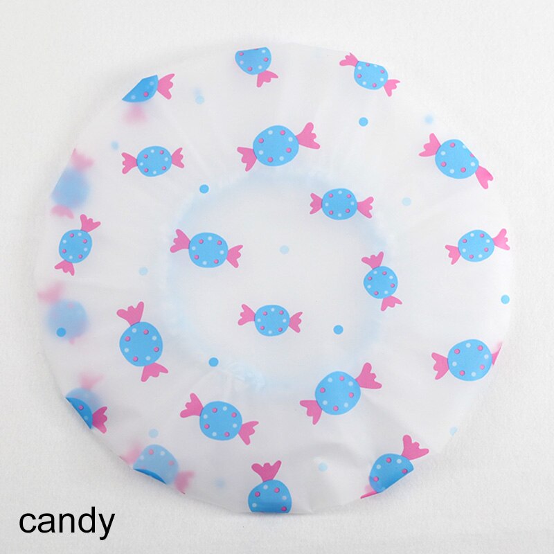 1 stk resuerbar brusebad hat tykkere badehætte vandtæt badeværelse tilbehør sødt mønster elastisk badehætte kvinder leverancer: Slik