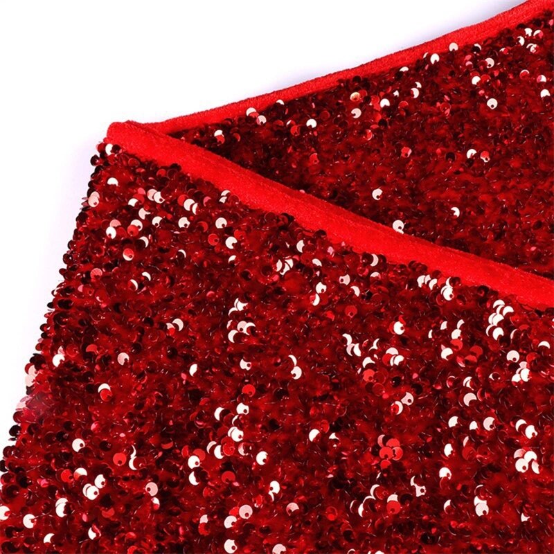30 inch Red Base Sequin Christmas Tree Collar Around Xmas Tree Skirt Home Decor