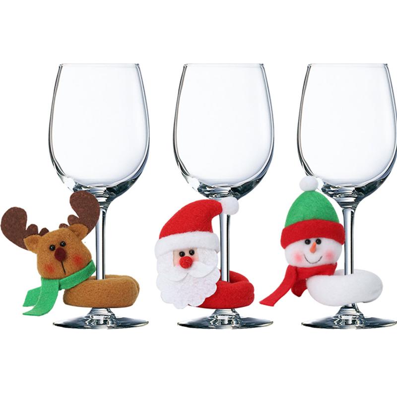 3 stk sød juletema vinglasmarkør drikkekop identifikator fest cup tegn festival indretning køkkenredskab tilbehør