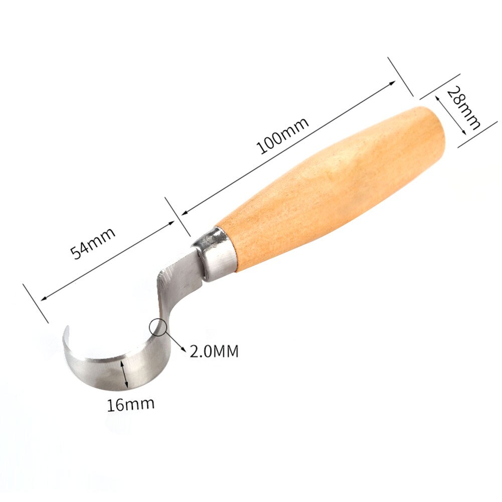 Haak Mes Hand Beitel Roestvrij Staal DIY Lepel Carving Gereedschap Crooked Ergonomische Art Craft Beginners Duurzaam Houtbewerking