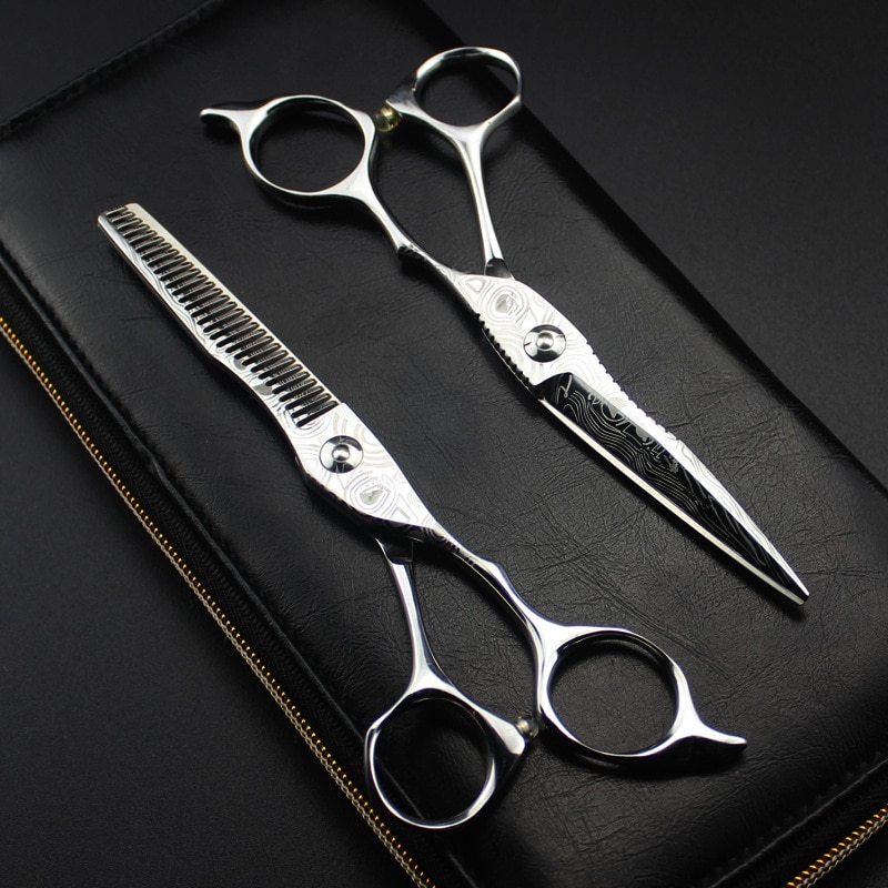 Damascus steel 6 '' hair salon scissors makeup cutting barber makas haircut thinning shears hairdressing scissors