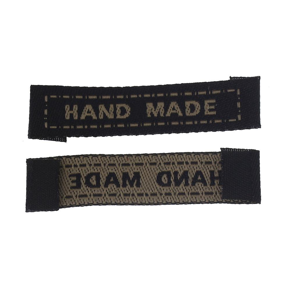 100 stks/pak Wasbare Geweven Naam Etiketten Kledingstuk Stof Tags Marker Set Handgemaakte Kleding Zorg Labels voor Kleding 4.5 cm: Black