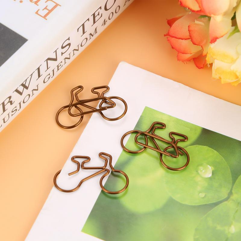 20 stks/partij Metalen Fiets Vorm Paperclips Mini Briefpapier Clear Bindmiddel Clips Foto 'S Tickets Notities Brief Papier Clip Briefpapier