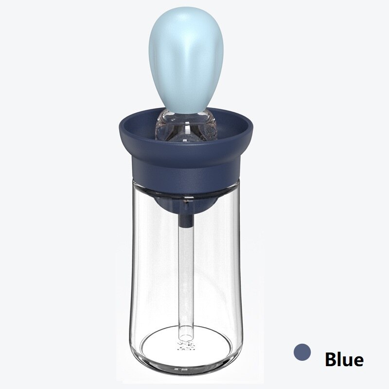 150ml Kitchen Oil Bottle Silicone Glass Oil Container With Brush Barbecue Spray Bottle Oil Dispenser For Kitchen Cooking BBQ: Blue