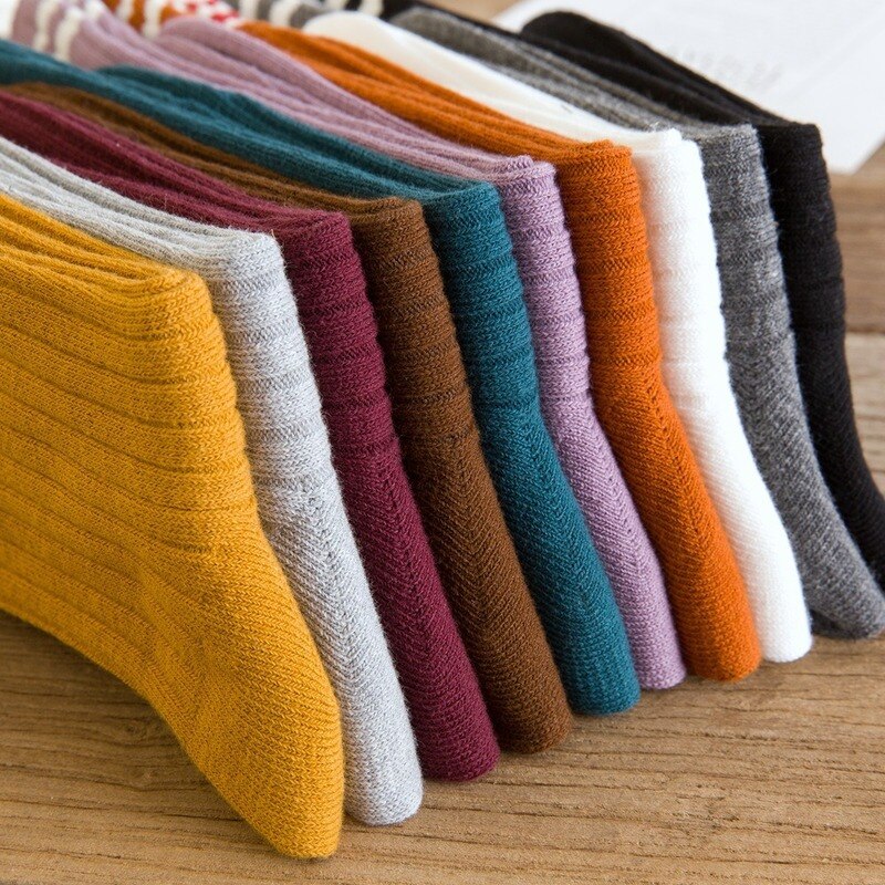 Giapponese Stile Semplice Carino Calzini E Calzettoni Donna di sport del Cotone Mucchio Calzini E Calzettoni Confortevole e Traspirante Strisce Verticali Calcetine Mujer 0503