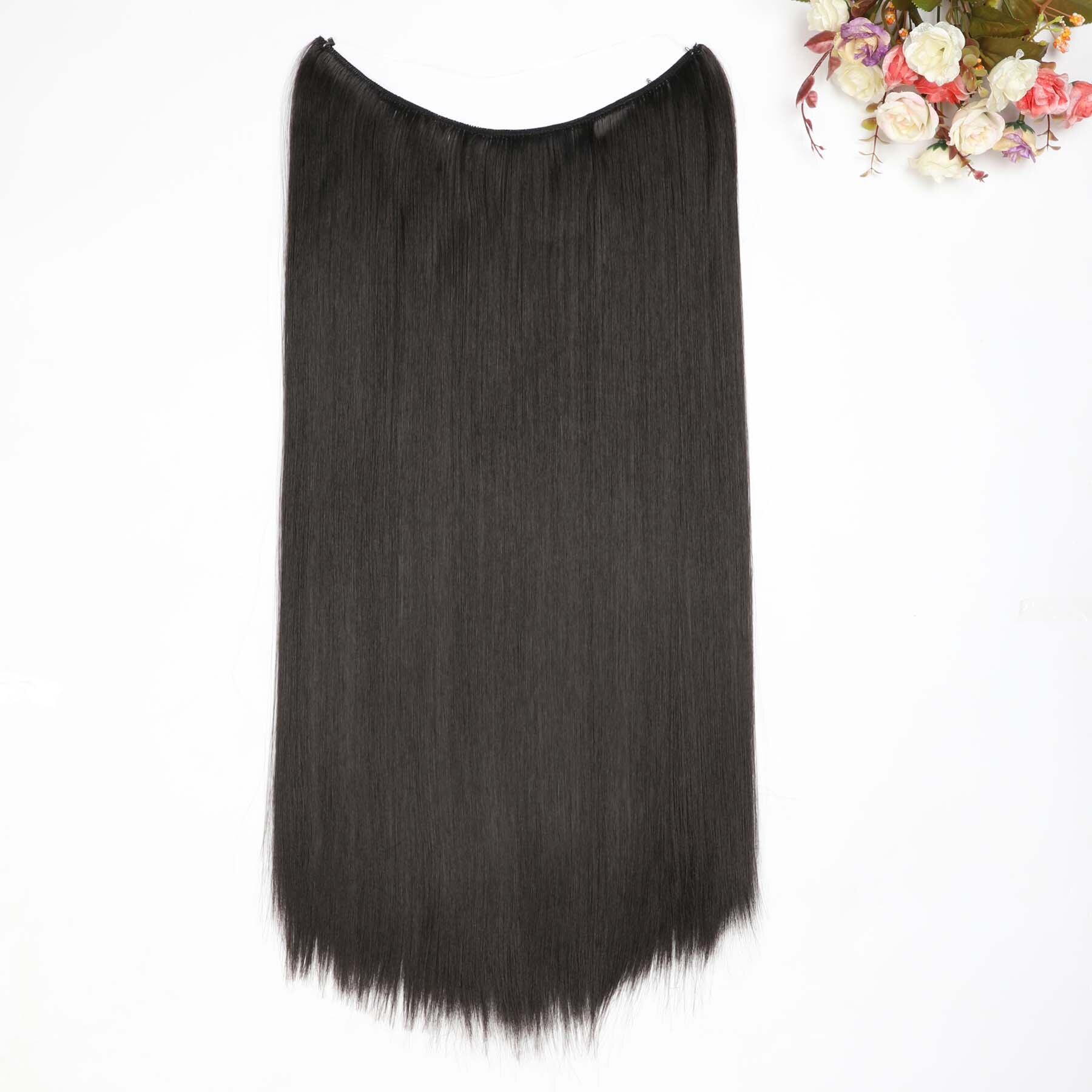 24 pouces vague Halo Extensions de cheveux Invisible Ombre Bayalage synthétique naturel secousse caché Secret fil couronne gris rose: P1b / 27
