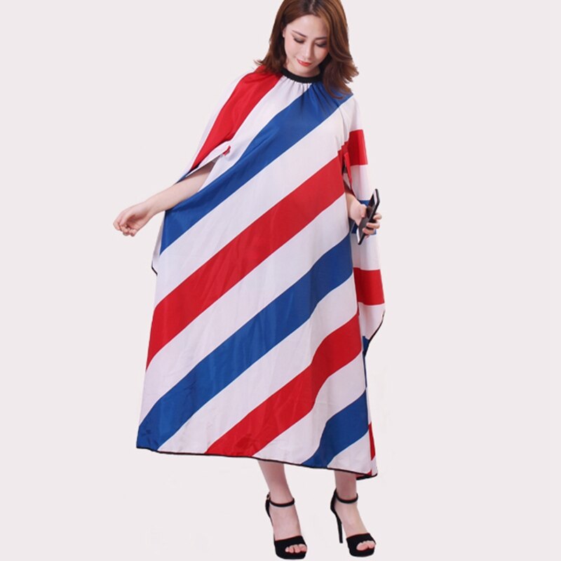 Hiden Sleeves Red White Blue Stripe Hairdressing Cape Salon Luxury Customer Gown Cloth Waterproof Apron Free Styling