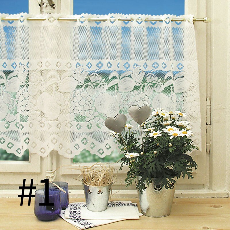 Volant Tule Halve Gordijn Kant Panel Drape Voor Thuis Decoratieve Kant Venster Sheer Deur Korte Gordijnen Ademend Volant