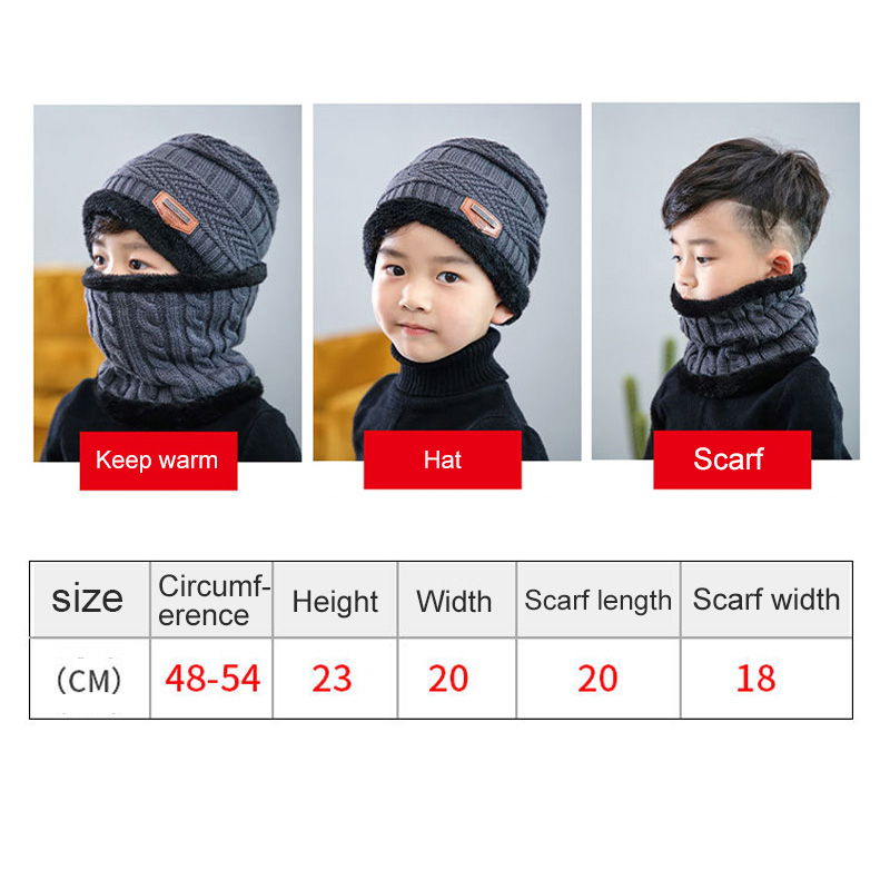 1 pz cappello sciarpa Set bambini fagiolo lavorato a maglia sciarpa berretto bambini autunno inverno pile caldo cappello sciarpa lavorata a maglia per ragazzi ragazze
