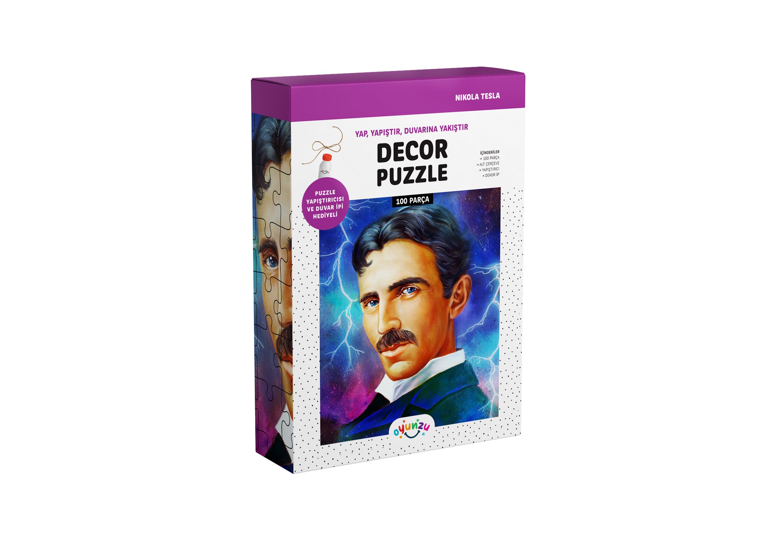 Dekoration puslespil nikola tesla 100 stk, puslespil til voksne og børn, klæbemiddel og rop til at hænge frit