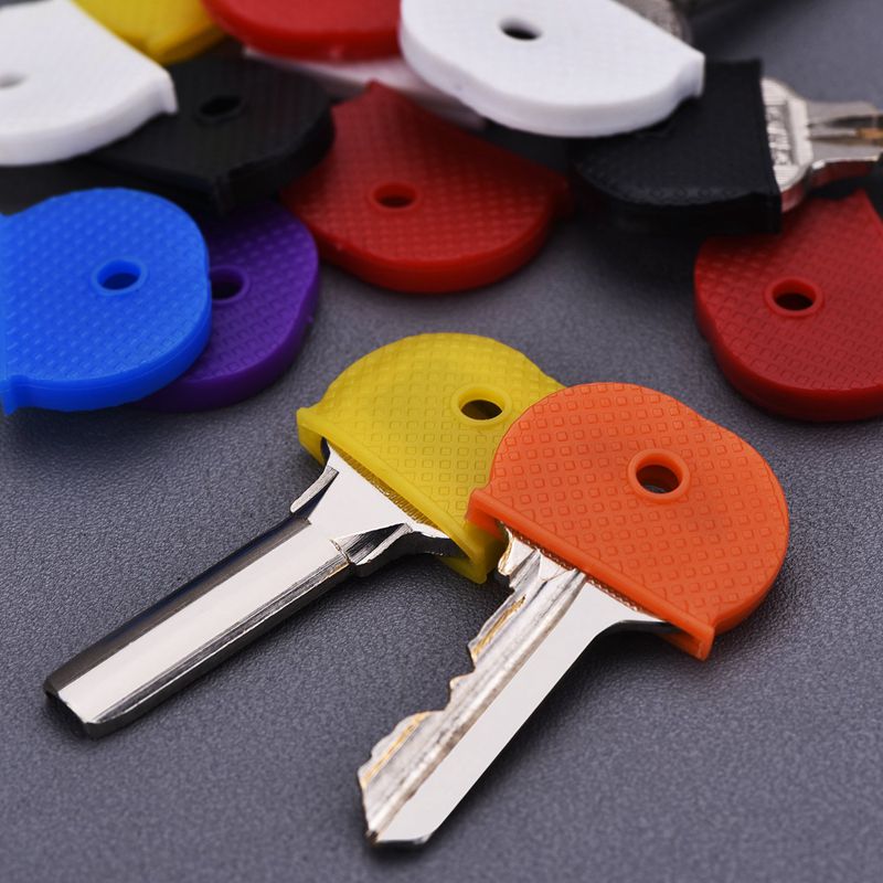 24 nøglehætter med fleksibelt nøglelåg til nem identifikation af dørnøgler, flerfarvet