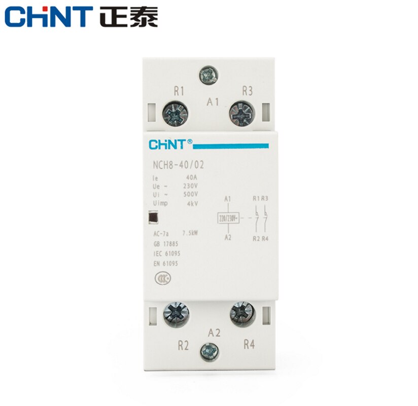 CHNT CHINT NCH8-40/20 Modular AC household Contactor 220V 230V AC 40A 1NO 1NC 2NO 2NC: NCH8-40A-02 2NC