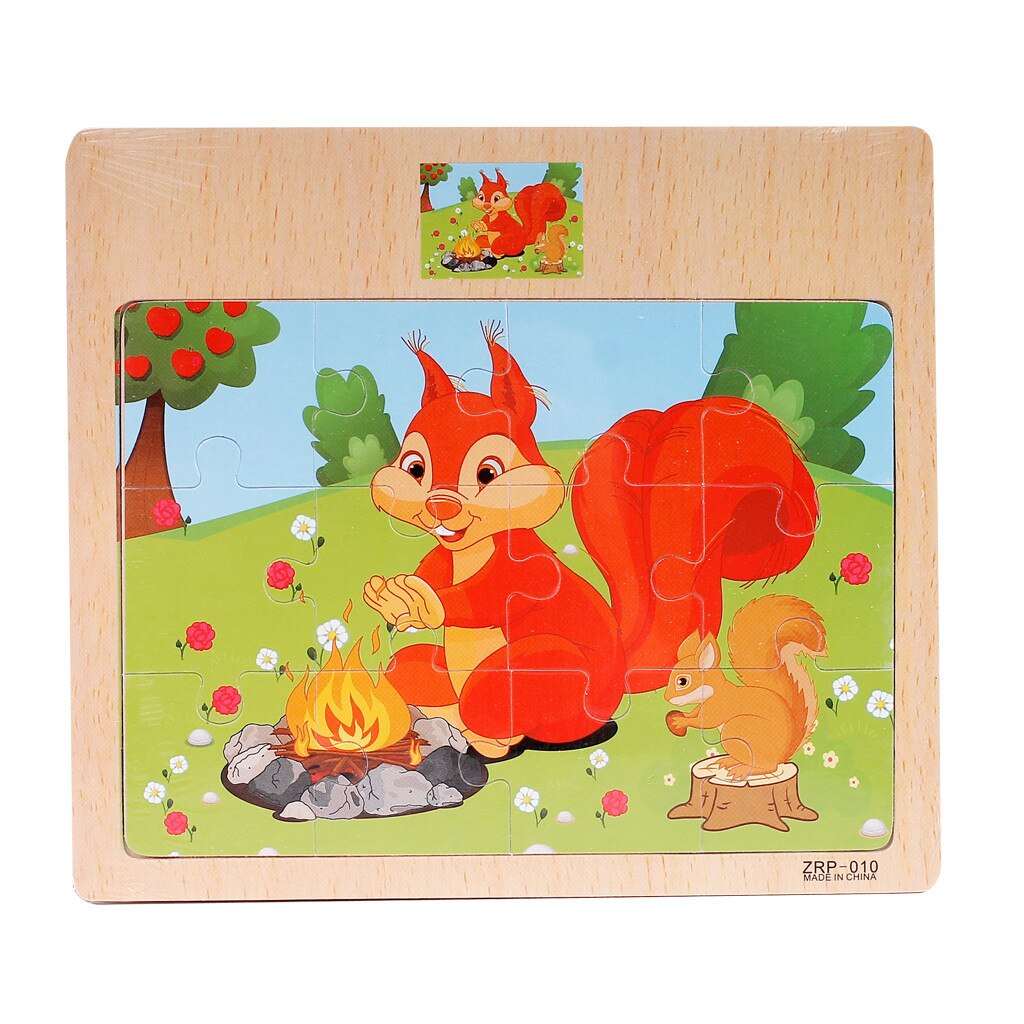 Adults Children Wooden Intelligence Puzzle Cartoon Traffic Puzzles Educational Developmental Baby Kids Training Toy: F