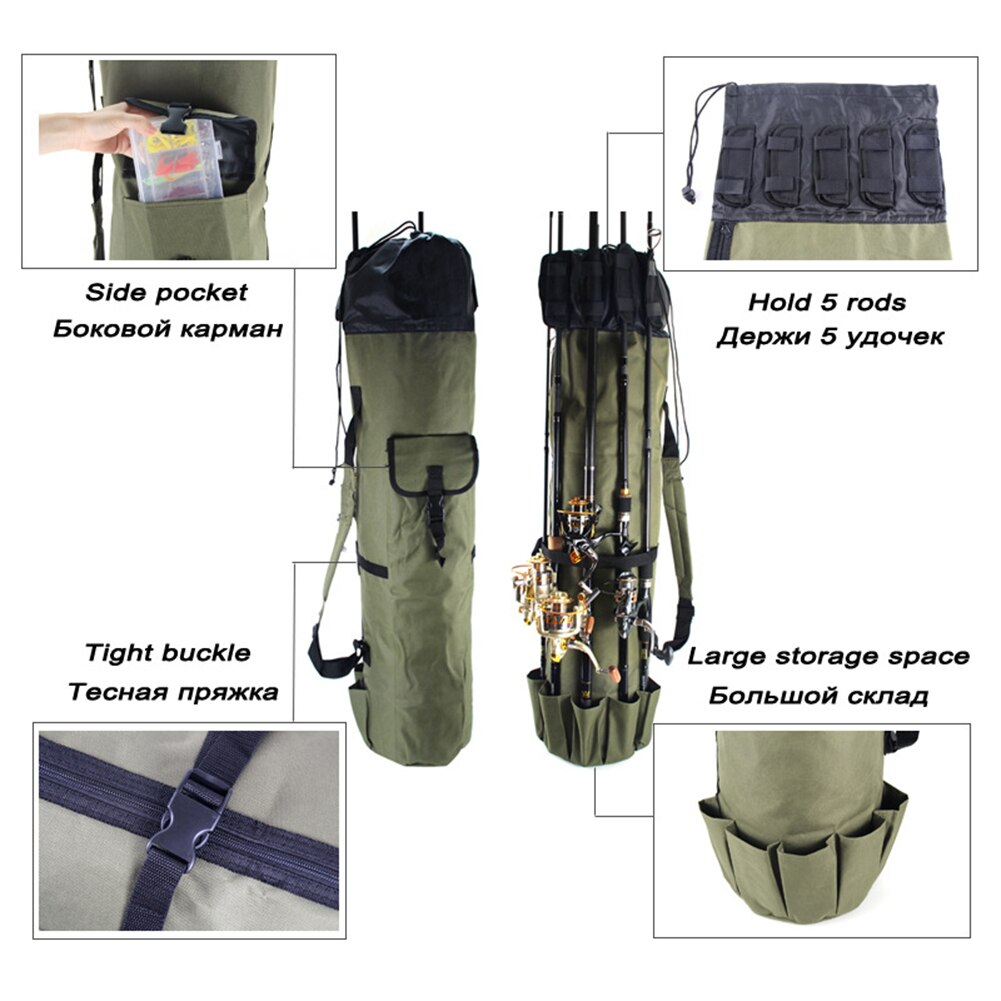 Fishing Rod Bag Oxford Cloth Cylinder Fishing Reel Carrier Tackle Storage Bag Fish Gear Carry Storage Carrier Case