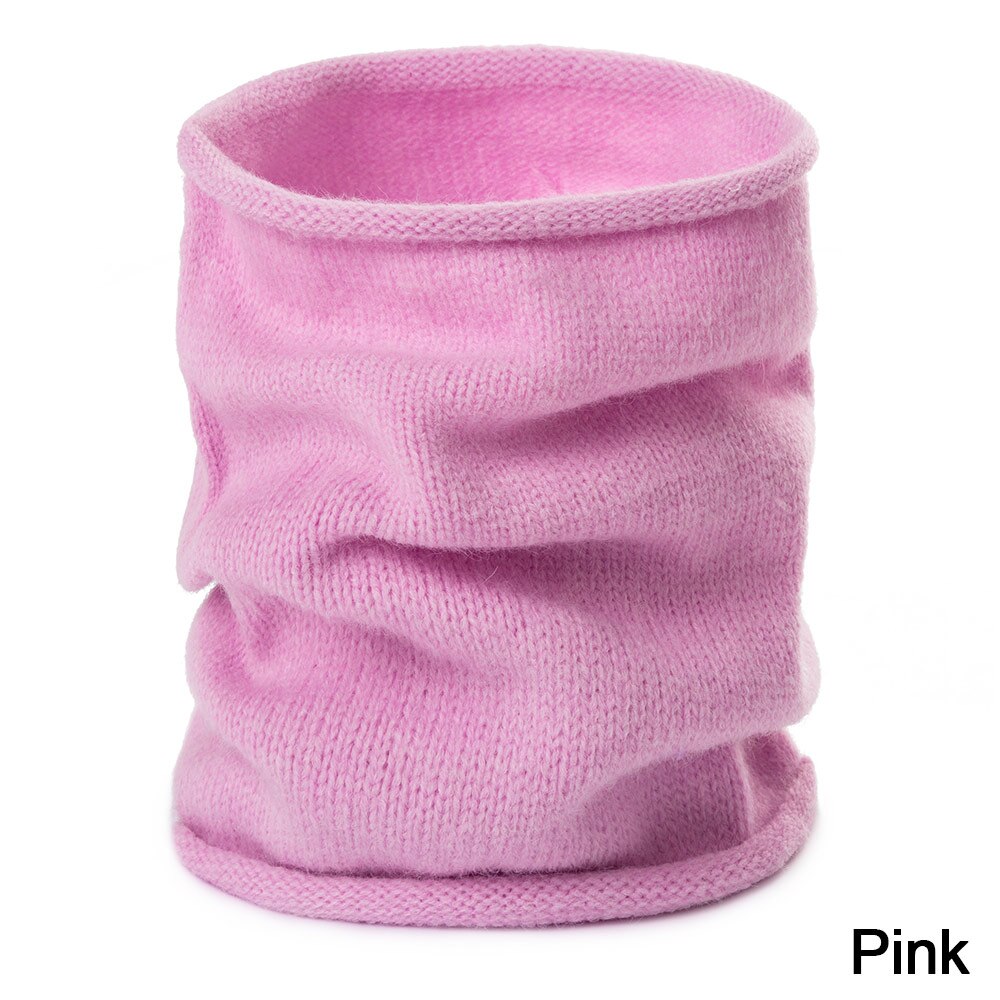 REAKIDS Inverno Sciarpa Del Bambino Per Le Ragazze E Ragazzi Carino Addensare Caldo O Anello Delle Donne Del Collare di Colore Solido del Cotone Lavorato A Maglia Sciarpa per L'uomo: pink