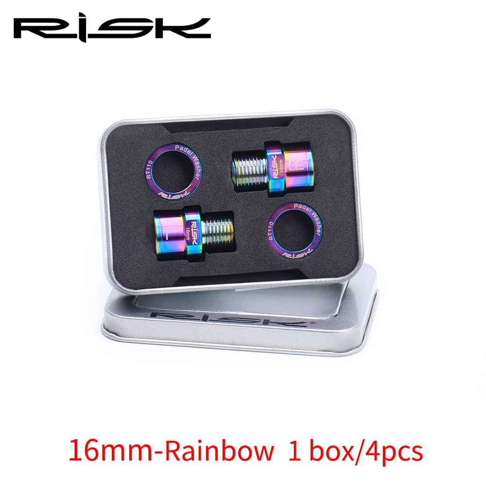 RISIKO Fahrrad Pedal Verlängerung Achse Verlängerung Abstandshalter Unterlegscheibe MTB Konverter Berg Rennrad Adapter Titan Legierung Schraube Ti Schrauben: 16mm Regenbogen einstellen