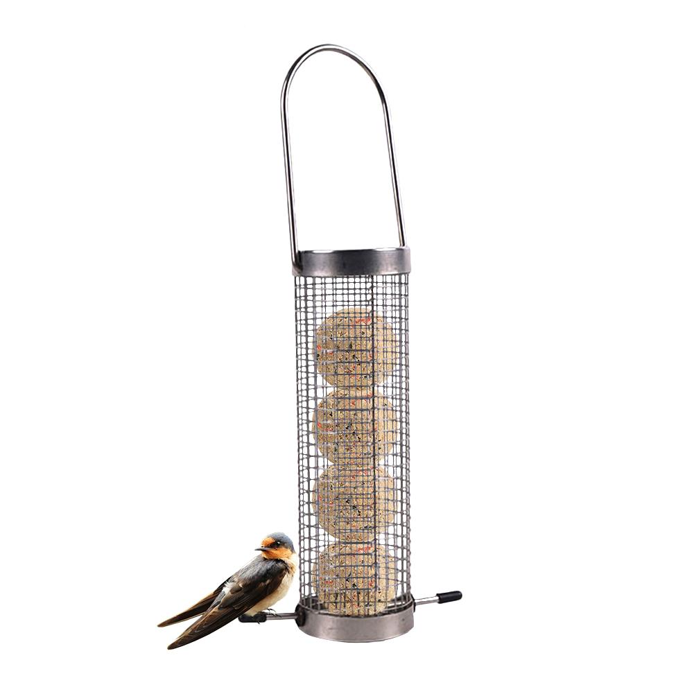 Waterproof Hanging Bird Feeder Iron Cover Bottom Wild Bird Feeder Black Outdoor Bird Food Dispenser Seed Peanut Food Container: Black