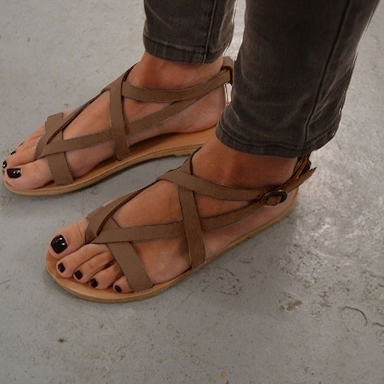 40# Summer Women Sandals Rome Style Sandals For Flip Flops Flat Sandals Beach Summer Mujer Casual Sandals Plus Size Shoes