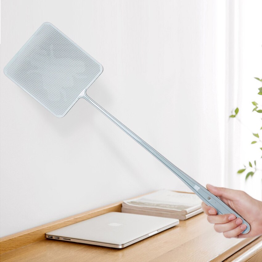 Plastic Fly Swatter Long Handle Fly Swatter Strong Flexible Manual Swatter Plastic Fly Swatter With Tweezers: Nordic Blue