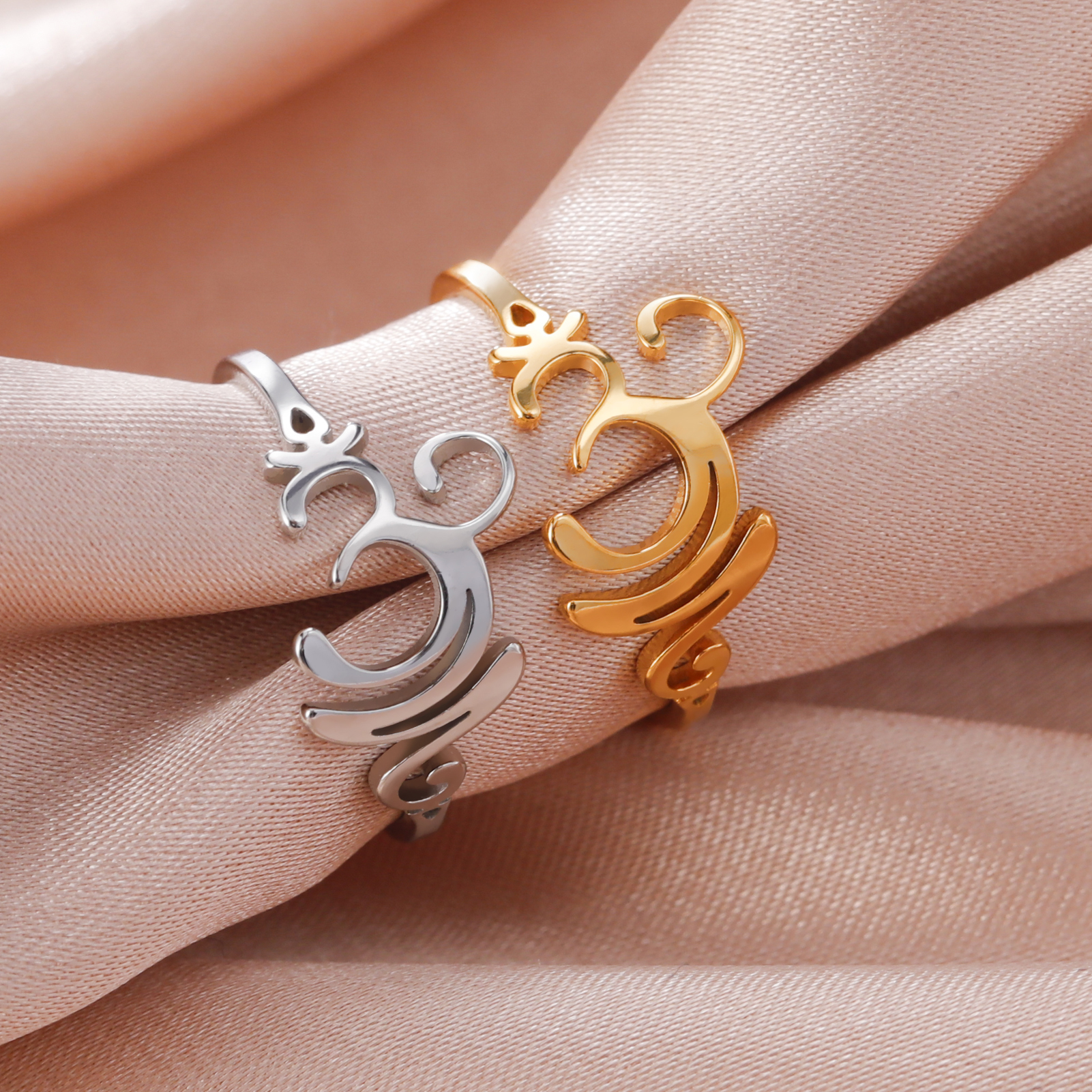 Om Aum-Anillo con símbolo de acero inoxidable, Buda, Yoga hindú, accesorios para dedos huecos, joyería de con personalidad, para mujeres y hombres