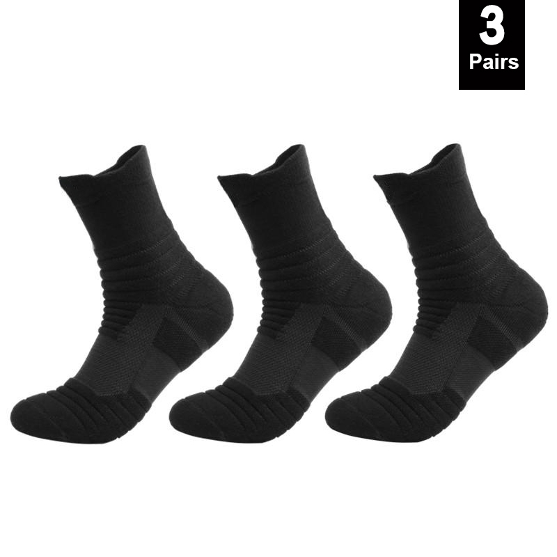 1/3 Pairs Anti-slip Voetbalsokken Mannen Katoenen Sok Korte Lange Buis Voetbal Basketbal Sport Sokken Ademend geurverdrijvende Sok 39-45: 23 / Donkerblauw