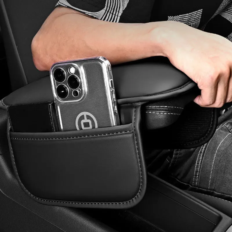 Capa protetora para console central de carro, caixa de apoio de braço atualizada, almofada, descanso de braço, tapete com bolso lateral de armazenamento, couro pu, acessórios para carro