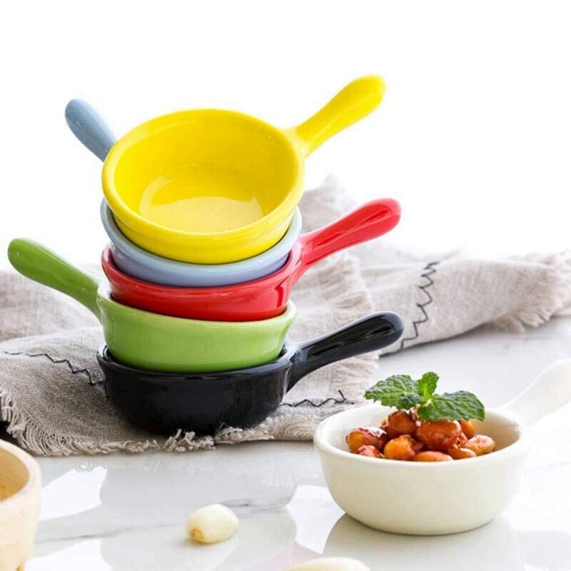6 Pcs Ceramic Sauce Plate Colorful Mini Bowl Set Sauce Garnish Tableware Condiment Seasoning Plate Can Be Stacked