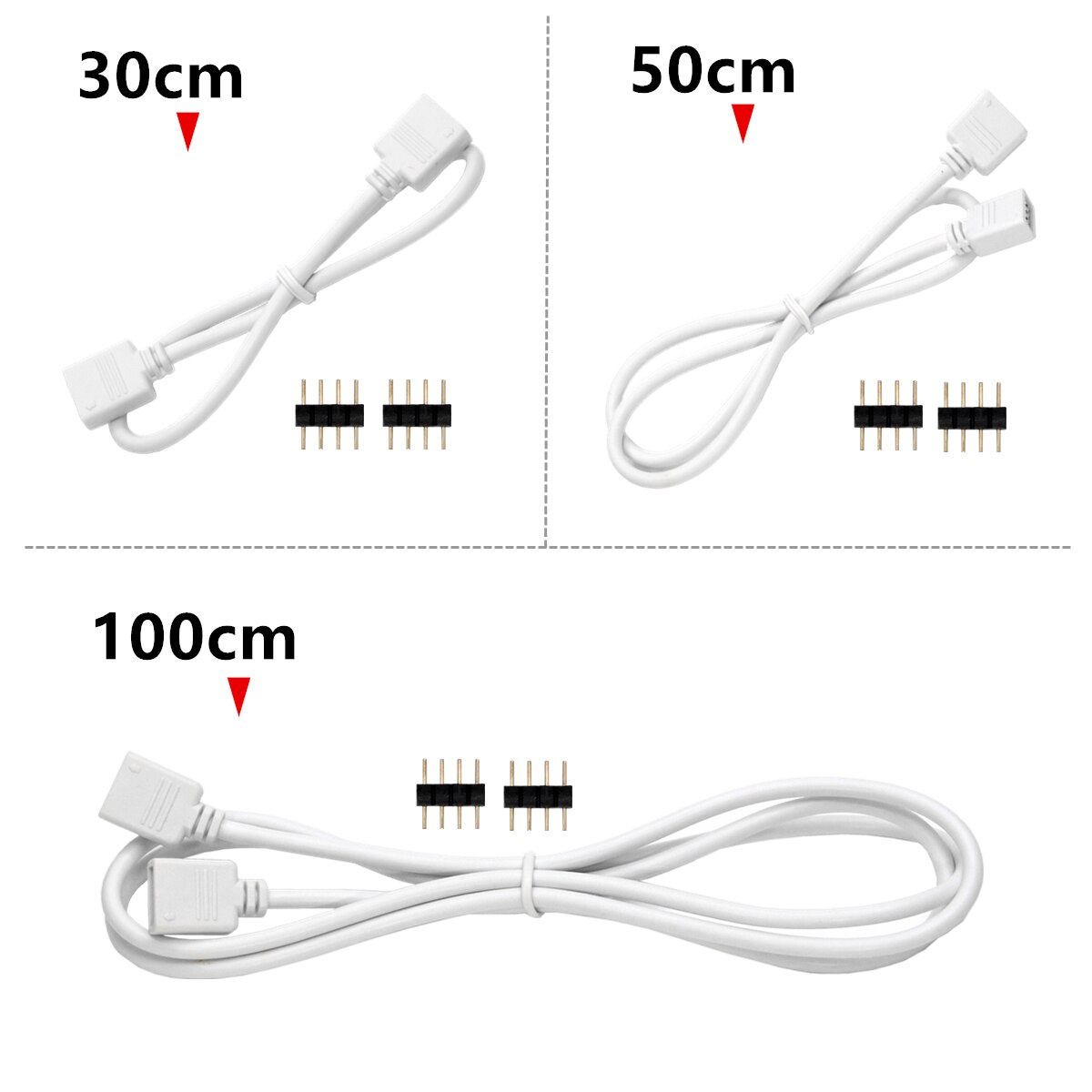 4 Pin Rgb Led Connector Extension Cable Cord Wire + 4pin Connectoren 1M 2M 5M Voor Smd 5050 3528 Rgb Led Strip Licht