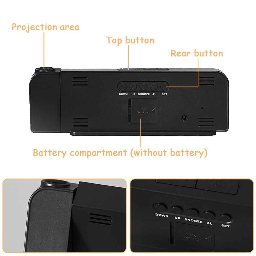 Xiaomi 180 ° Rotatie Projectie Wekker 12/24H Led Digitale Klok Usb Lading Plafond Projector Wekker Slaapkamer Desktop