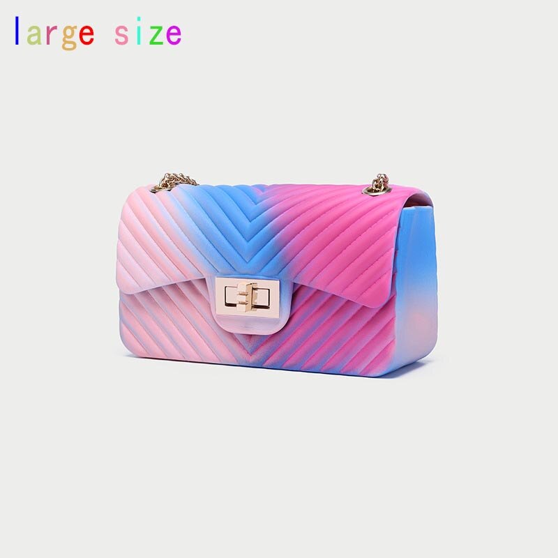 ¡Novedad de ! Bolso con cadena de gelatina para mujer, bolso de hombro de PVC con de arcoíris para mujer: 10