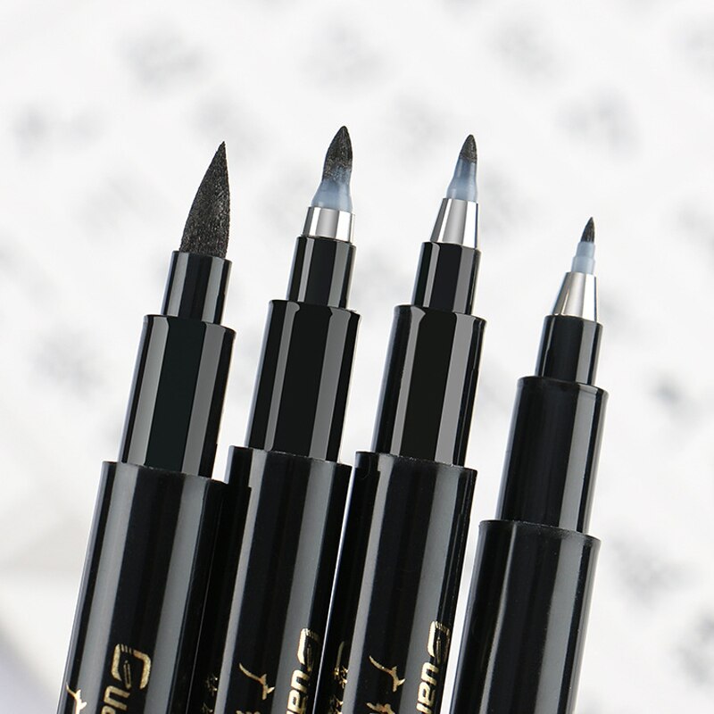 4 pcs/set Calligraphy Pen Fine Medium Brush Tip for Hand Lettering Drawing Writing Signature Illustration School Art Marker Pens