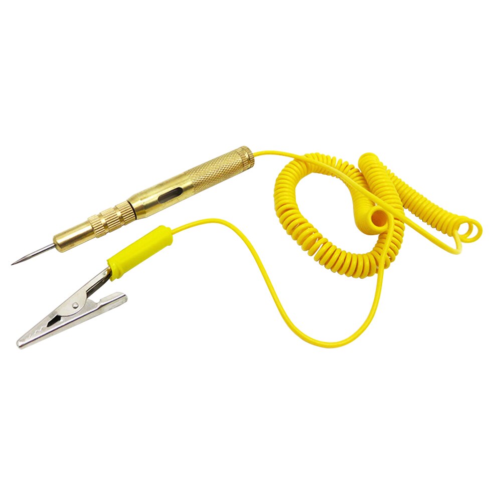 DC 6V 12V 24V Diagnostic Tool Trailers Probe Lamp Detect Pen Circuit Tester Car Spiral Wire Yellow Voltage Gauge Measuring Metal