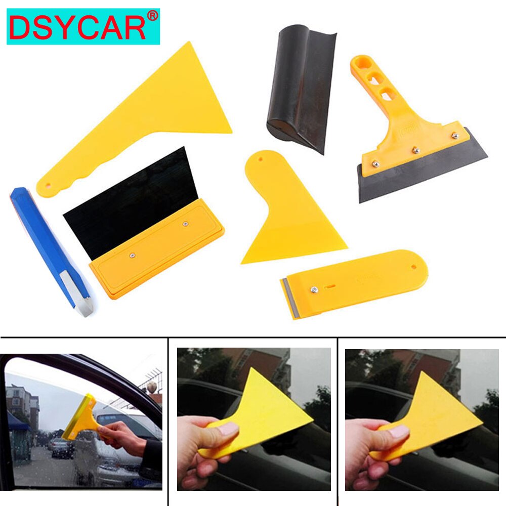 Dsycar 7 Stks/set Plastic Bubbles Gratis Autoruit Film Auto Sticker Schraper Zuigmond Steken Gereedschap Set