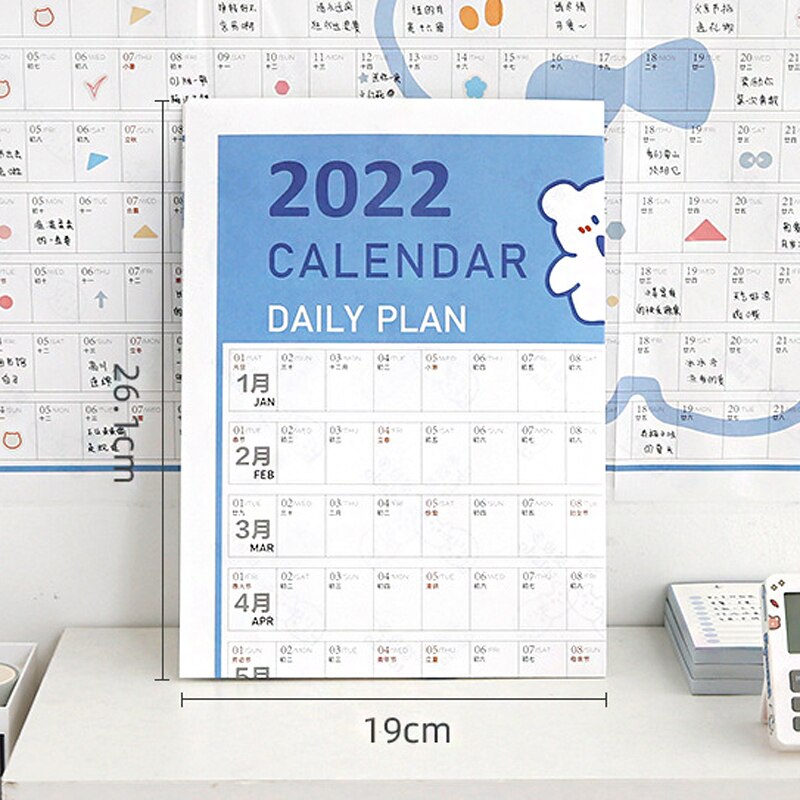 2022 Jaar Jaarlijkse Plan Kalender Dagelijkse Schema Met Sticker Stippen Muur Planner Kawaii Student Studie Planning Leren Kantoorboekhandel