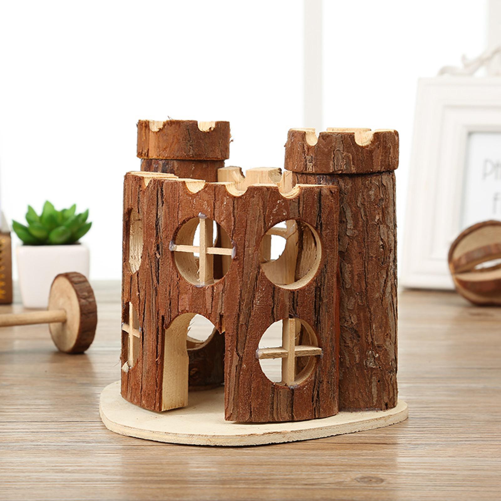Curated visual reference: Visual Reference: Natural Solid Wood Handmade Hamster Shelter Castle