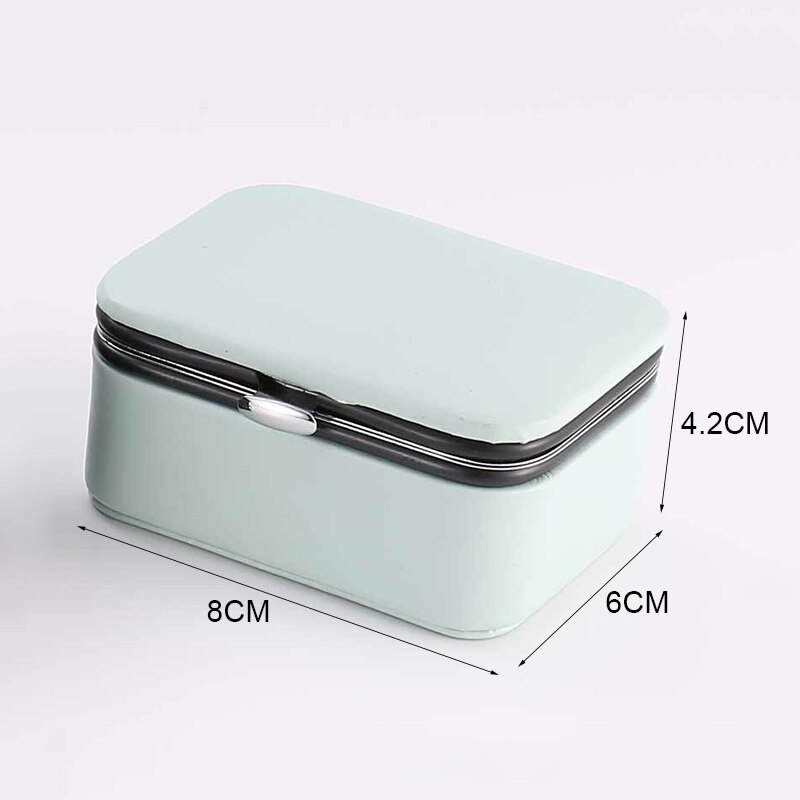Leather Jewelry Organizer Ring Pendant Earrings Necklace Storage Box Women Jewelry Display Boxes Cosmetics Beauty Container Case: Nordic blue