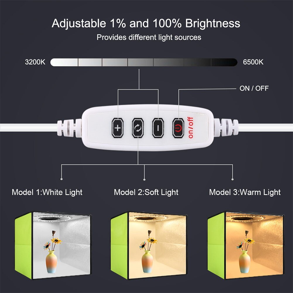 3200K 6500K Mit 80 stücke LED Perlen Schießen Zelt Portable Fotografie Softbox Studio Licht Box Kit Klapp tabletop