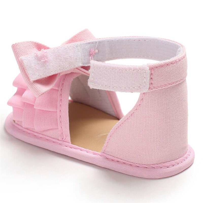 Nova moda infantil do bebê menina sandálias sola macia da criança sapatos de verão plissados babados meninas arco-nó sandália