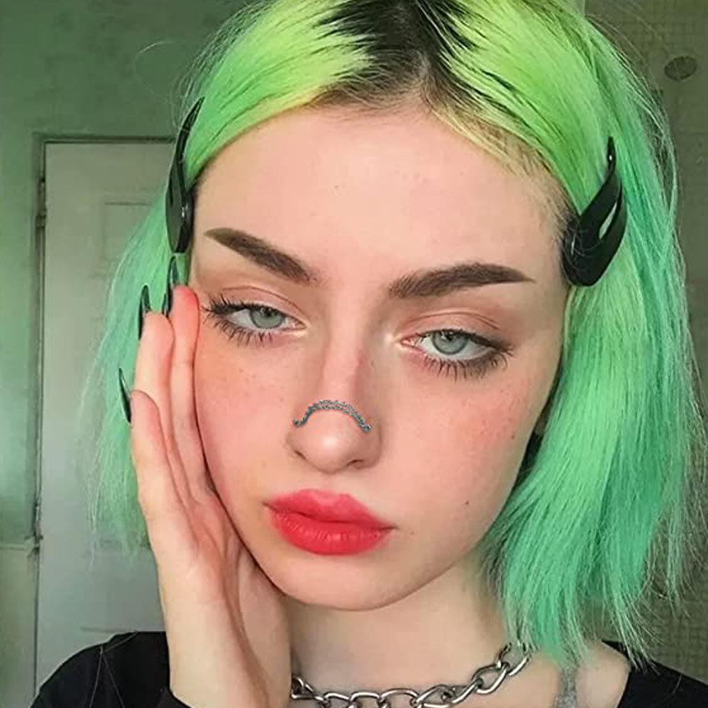 Anneaux de nez en chaîne pour femmes et hommes, Piercing, Double avec chaîne, clous, 20G