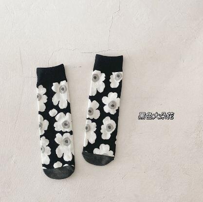 Calza per bambini autunno cartoon orso baby Legwarm cotton tube boy girl calza scaldamuscoli per bambini: black flower