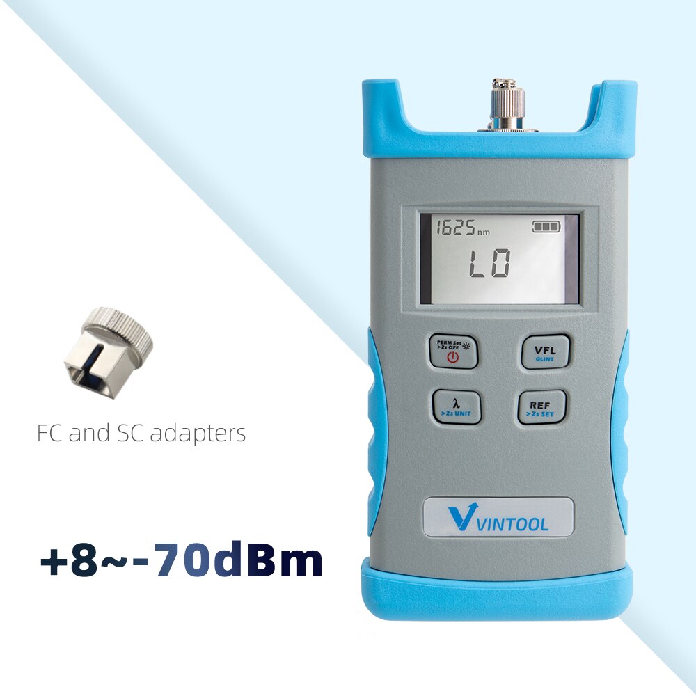 Glasvezel Power Meter Fc & Sc Verwisselbare Adapter -50 ~ + 26dBm Ftth Fiber Kabel Tester: V00-201T