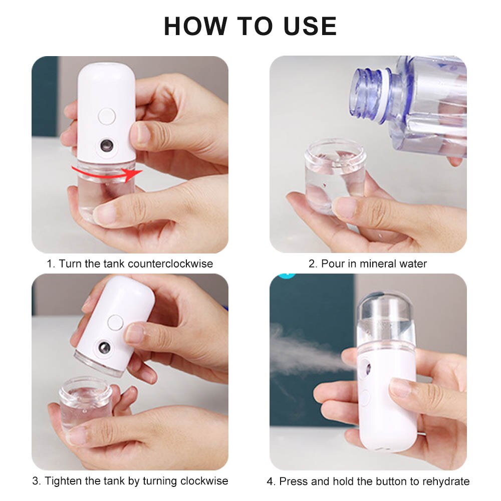 Vaporizador Facial portátil, pulverizador recargable, Humidificador Nano, instrumento hidratante, máquina de pulverización, desinfección, cuidado Facial