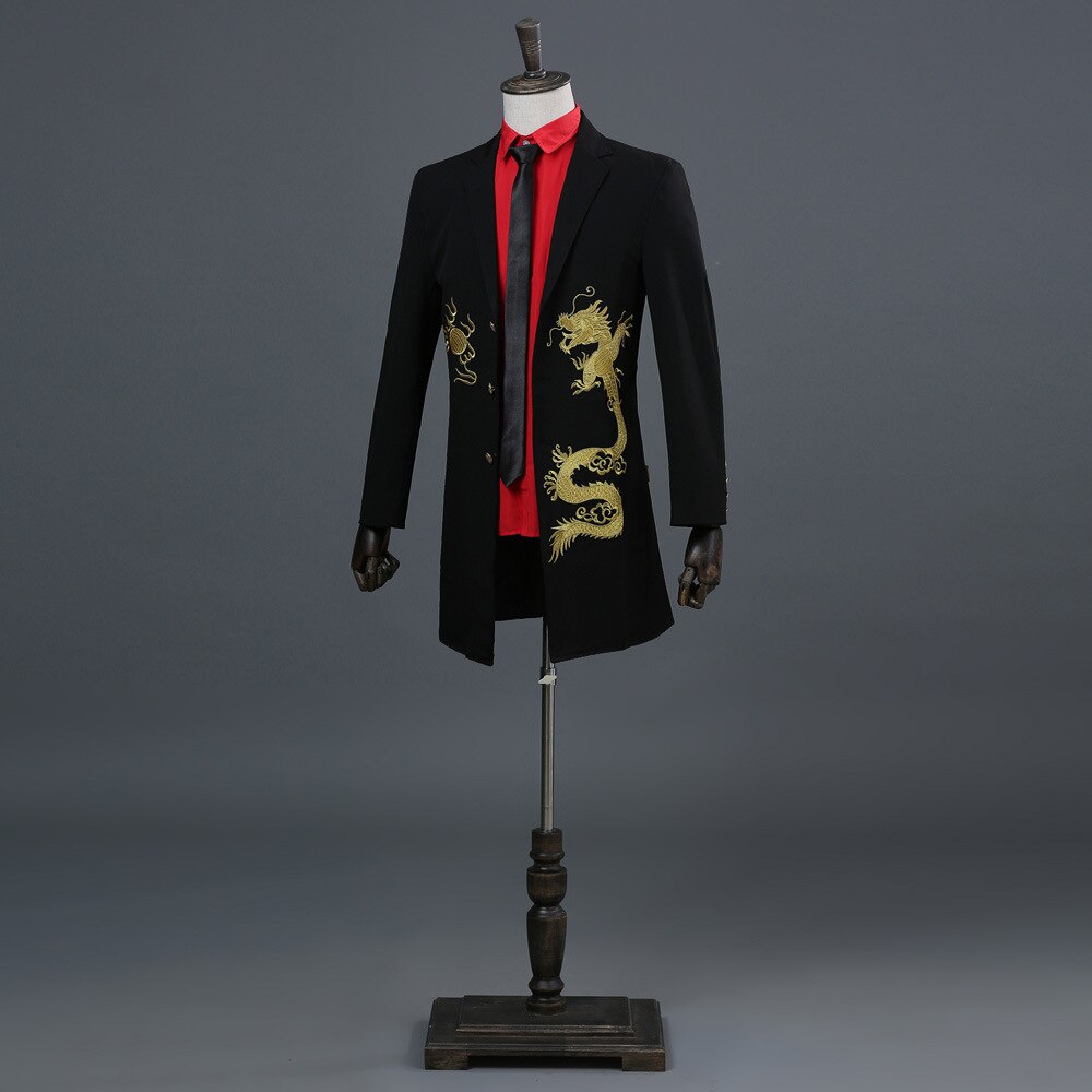 Discothèque Blazer hommes costume veste scène Costumes pour chanteurs Performance broderie hommes robe Costumes vestes noir Sequin M